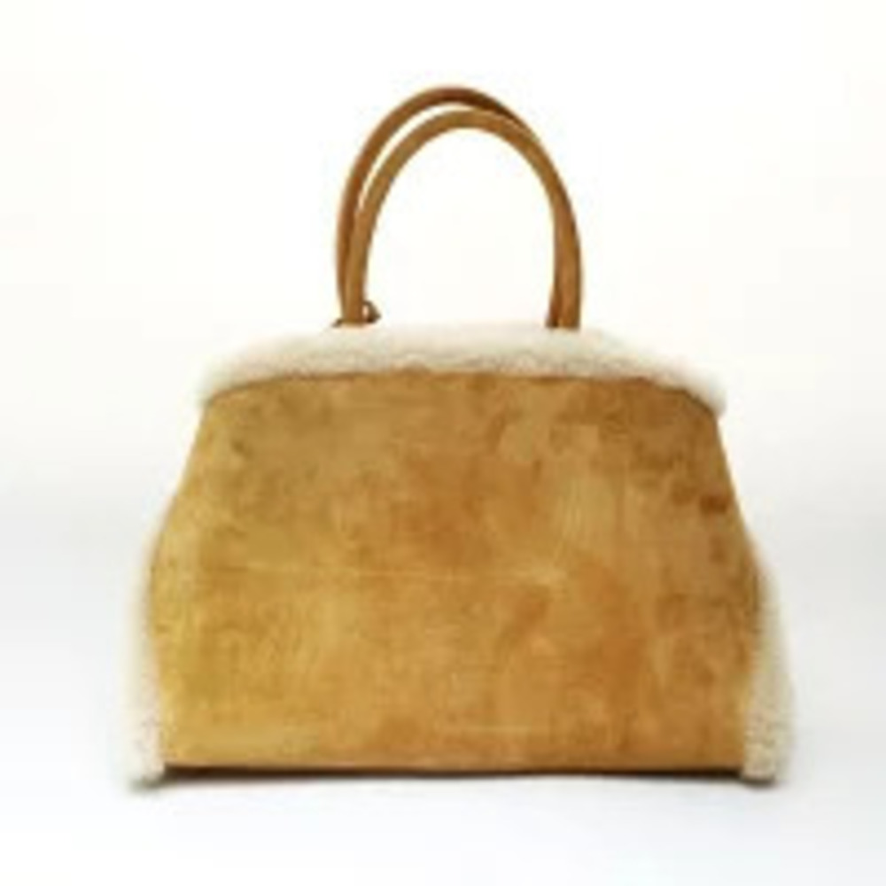Salvatore Ferragamo Handle Handbag Beige Sheepskin Suede Top Hug
